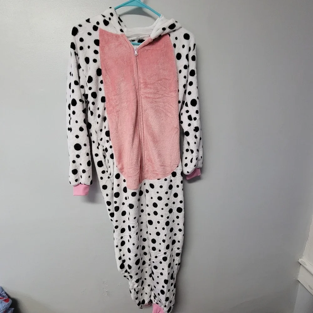 Dalmatian French‎ Bulldog Fleece Hooded Soft Pajamas Kids Size 140